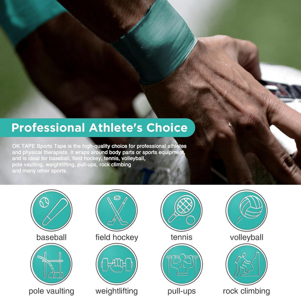 OK TAPE 4 Rolls Athletic Tape, Sports Tape for Injuries, Rigid, Easy Tear Medical Tape, Wrist Tape, No Sticky Residue | Secure Ankle, Finger, Knee- 1.5inch x 15yards (Purple)