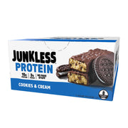 JUNKLESS Protein Bars - Chocolate Peanut Butter - 15g Protein, No Added Sugar, Gluten Free, High Fiber, Delicious Taste and Texture, Satisfying, Healthy Snack for Energy - 12 Bars