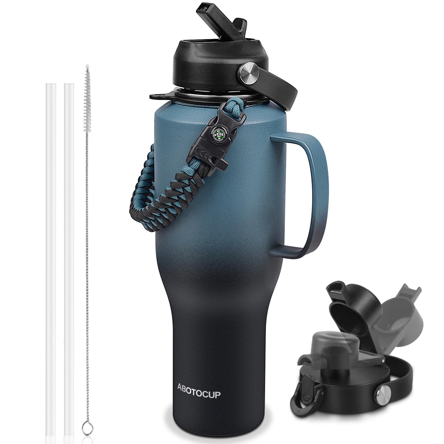 32oz Water Bottle Insulated with Powder Coated, Fit in Any Car Cup Holder, Water Bottles with Straw and Spout Lids, Stainless Steel Insulated Double Wall Leak-proof BPA Free to Keep Cold&Hot