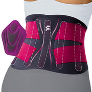 Ultra Thin Back Brace for Lower Back Pain Women, Enhanced Lumbar Support System, Seamless Yoga Fabric, Slim-Fit & Invisible, Wear under Clothes, Sciatica, Posture, Lifting, Rose, Size L