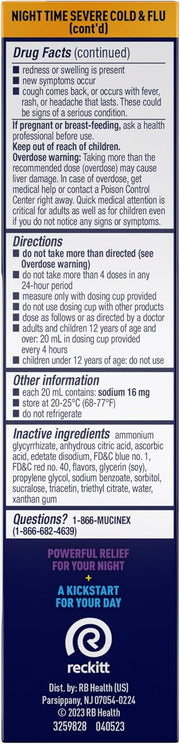 Mucinex Maximum Strength Fast-Max Cold & Flu and Nightshift, All-in-One Multi Symptom Relief Liquid, 6 Fl Oz - 2 Count (Pack of 1)