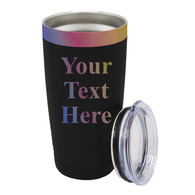 My Personal Memories Customized Personalized Stainless Steel Travel Tumbler with Lid - Engraved Double-Wall Vacuum Insulated for Him, Her Your Custom Text (20 oz, Black)