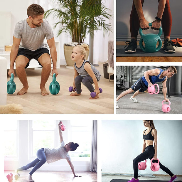 RUNWE 3 Handle Kettlebells Weight - Weight for Women Options 5, 10, 15 and 20 LB for Russian Twists AB Exercise, Weightlifting and Core Fitness Exercise Home Gym [Single in Sold]