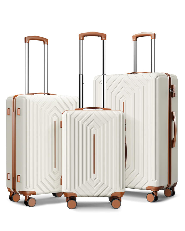 Luggage Sets 3 Piece, Carry On and Checked Hardside Lightweight Suitcase with Spinner Wheels and TSA Lock (20/24/28 inch), Purple