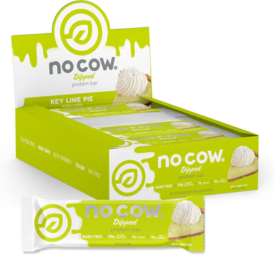 No Cow High Protein Bars, Dipped Key Lime Pie - Healthy Snacks, 20g Vegan Protein, High Fiber, Low Sugar, Keto Friendly, Dairy & Gluten Free (12 Count)