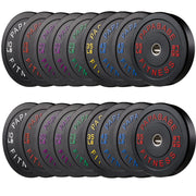 Papababe Weight Plates, 2-Inch Weights Plates Set, Floor Protective Rubber Weight Plates, 10-600lbs Bumper Plates for Barbell Strength Training & Weightlifting (Single/Pair/Full Set)