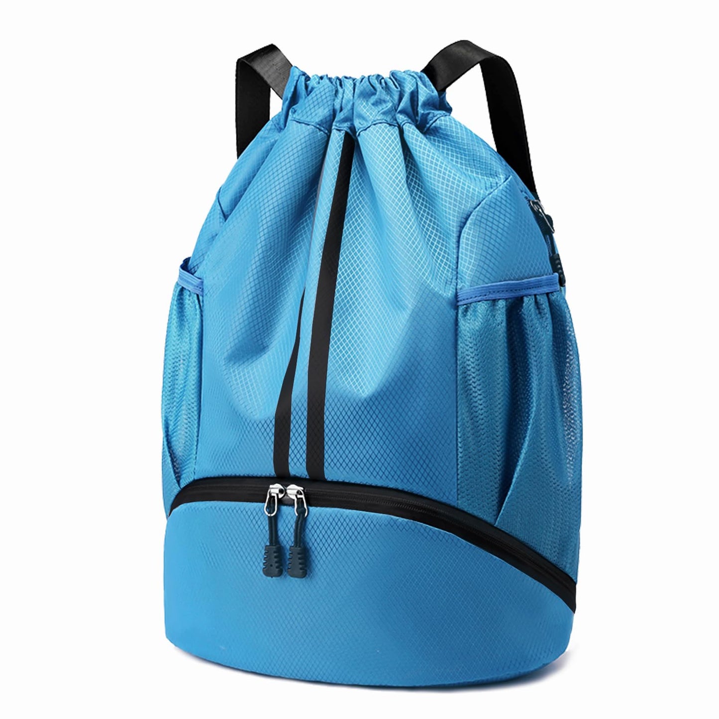 Hoedia Sports Drawstring Backpack - String Swim Gym Bag with Shoes Compartment and Wet Proof Pocket for Women&Men