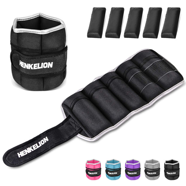 1 Pair 2 3 5 10 Lbs Adjustable Ankle Weights for Women Men Kids, Strength Training Wrist and Ankle Weights Sets for Gym, Fitness Workout, Running, Lifting - Black Grey Pink Blue Purple