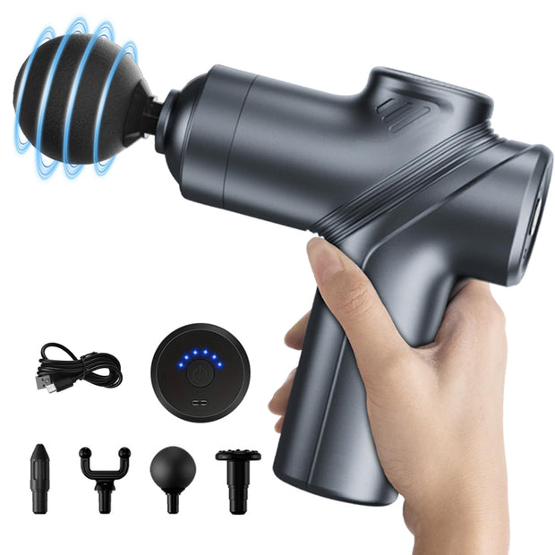Massage Gun Deep Tissue, Silent Brushless Motor and Portable Massage Gun with 4 Interchangeable Heads for Deep Muscle Relief and Relaxation, Relax Gift