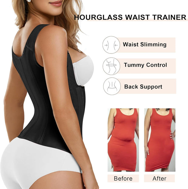 SHAPERX Waist Trainer Corset for Women Tummy Control Sport Girdle Hourglass Waist Cincher Body Shaper with Steel Boned