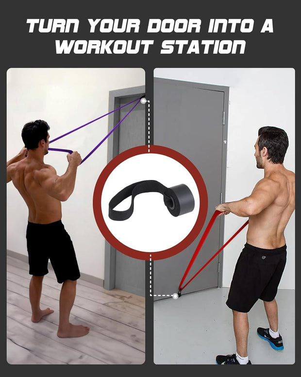 Resistance Bands Set - Pull Up Bands for Men Women, Exercise Bands Resistance with Door Anchor, Training Poster & Pouch for Body Stretching, Pull Up Assist