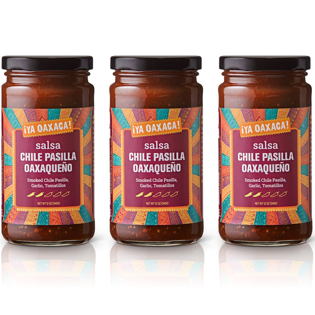 Ya Oaxaca - Mild Salsa - Chile Pasilla Oaxaqueño - Made with Roasted Tomatillos & Smoky Pasilla Peppers - Great with Chips & Guacamole or Topping Tacos - Gluten Free, Non GMO, Vegan - 12 Ounces
