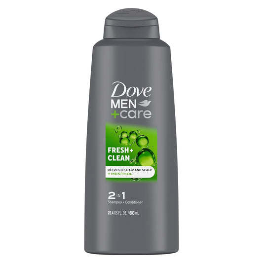 DOVE MEN + CARE Fortifying 2-in-1 Shampoo and Conditioner Fresh and Clean with Caffeine For Everyday Care Helps Strengthen and Nourish Hair 20.4 oz