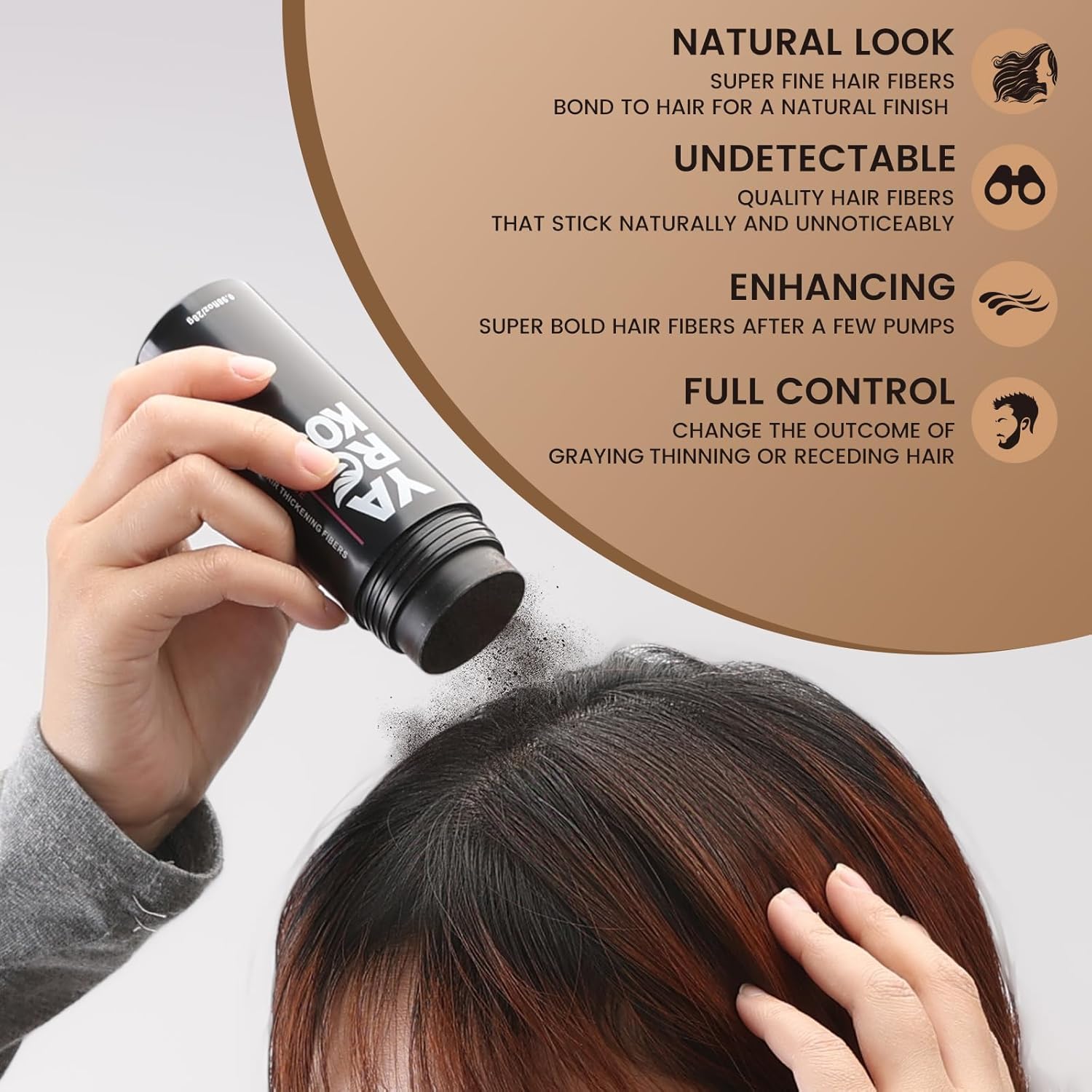 Hair Fibers for Thinning Hair or Fill In Fine, Hair Building Fibers (28g) for Women & Men, Hair Powder for Instantly Thicker, Fuller Looking - GRAY