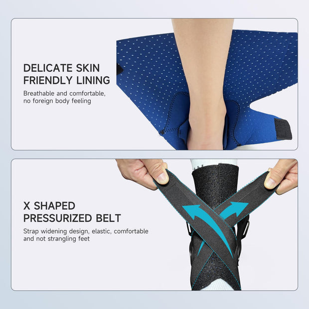 Left Ankle Brace for Women & Men - Ankle Support Sprained Ankle Brace for Achilles,Tendon,Sprain,Injury Recovery,Ankle Support Brace for Running, Basketball, Football (Grey,S,Left)