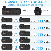 VBSD Adjustable Ankle Weights for Women Men, 1 Pair 2 4 5 6 8 10 lb Leg Weight Straps, Weighted Ankle Weights Set for Gym, Fitness, Yoga, Jogging, Walking, Aerobics, Physical Therapy