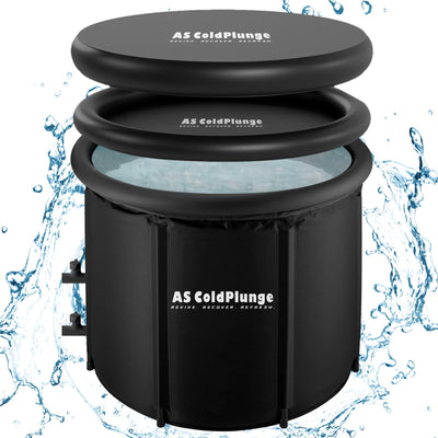 XL Ice Bath Tub for Cold Plunge, Portable Ice Pod with Lid & Cover, 100Gal Inflatable Ice Plunge Tub with 2 Drain Valves for Chiller Connection, Cold Therapy Recovery, Indoor Outdoor Use