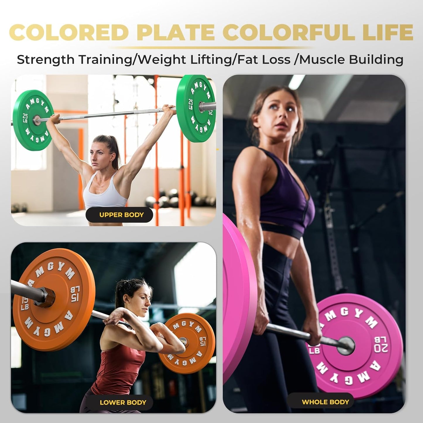 2 Inch Bumper Plates，10-500lbs，Barbell Rubber Olympic Weight Plates Set for Home Gym, Strength Training & Weight Lifting, Multiple Options Colors
