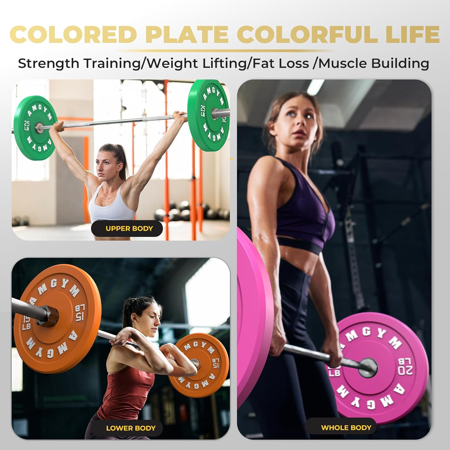 2 Inch Bumper Plates，10-500lbs，Barbell Rubber Olympic Weight Plates Set for Home Gym, Strength Training & Weight Lifting, Multiple Options Colors