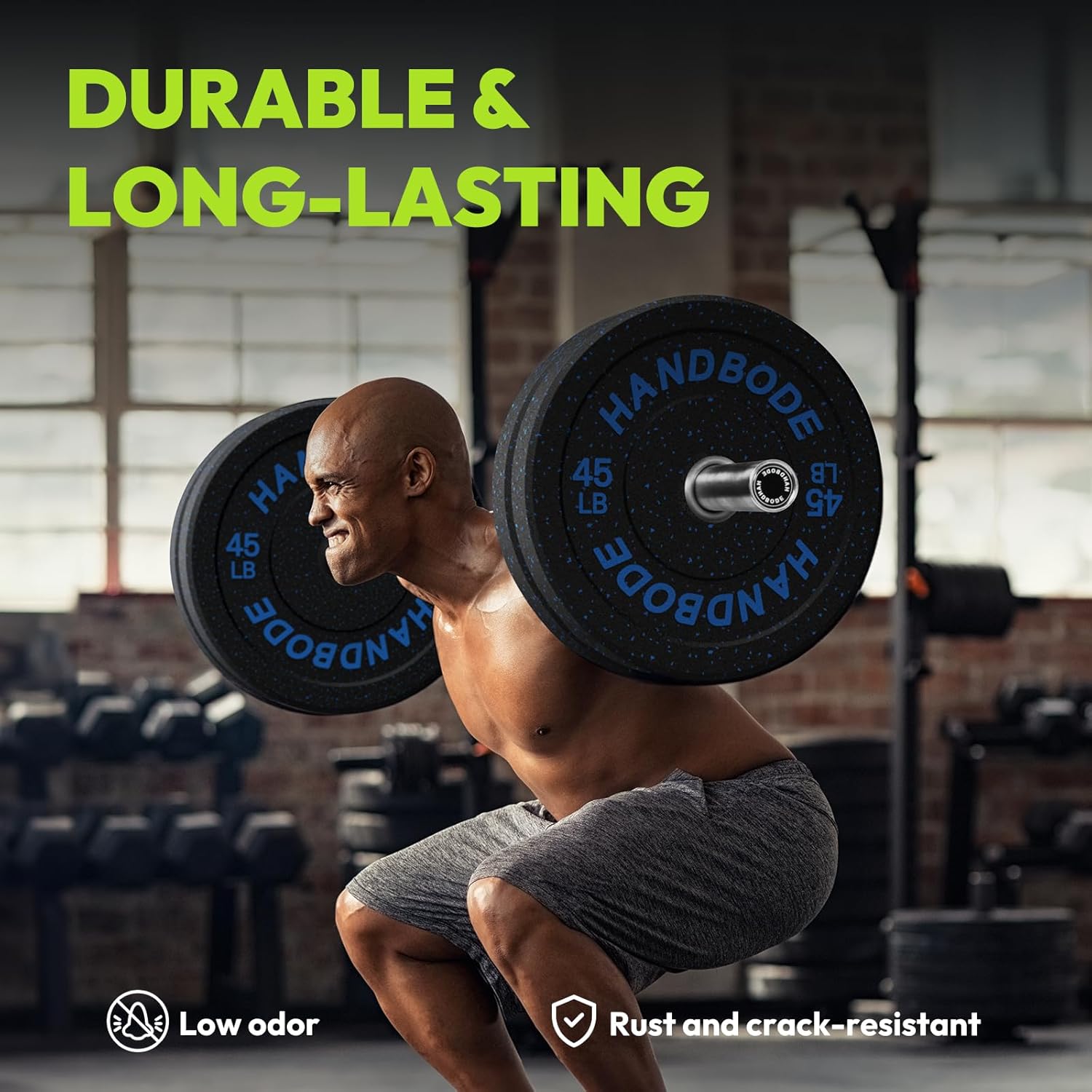2-Inch Bumper Plates High Bounce, Olympic Weight Plate Set 45/100/160/190/260/300lb, Barbell Weight Plates Set for Home Gym, Colored Weights Rubber Strength Training Plate for Weight Lifting