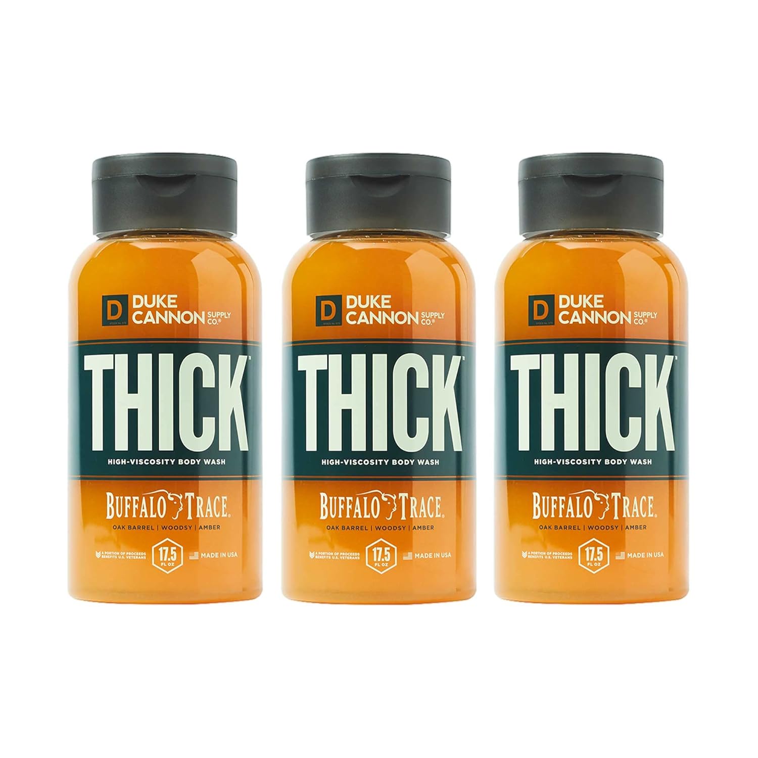 Duke Cannon Supply Co. THICK High-Viscosity Body Wash for Men Smells Like Bourbon Oak Barrel Multi-Pack - Premium Ingredients, Plant-Based Thickeners, Superior Lather, Exfoliating, 17.5 Fl Oz (3 Pack)