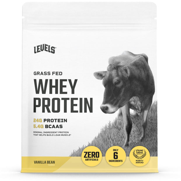 Levels Grass Fed Whey Protein Powder, No Artificials, 24G of Protein, Vanilla Bean, 2LB