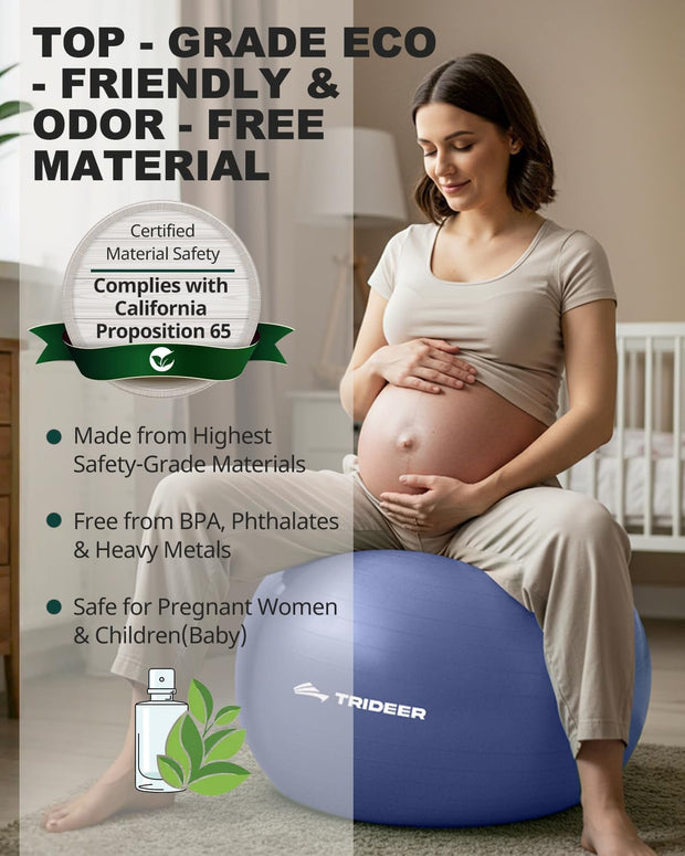 Trideer Yoga Ball – Anti-Burst Exercise Ball for Pregnancy, Office, Birthing, Stretching & Core Workout – Home Gym & Therapy
