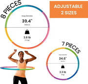 Weighted Hula Hoop for Adults - 2.8lb Detachable Exercise Hoop - Fun & Portable Fitness Circle with Jump Rope, Resistance Band & Carry Bag