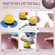 Leyndo 4 Pcs 26 Inch Yoga Exercise Ball Pilates Pregnancy Birthing Fitness Ball with Quick Pump Anti Burst for Improved Posture, Balance, Yoga, Pilates, Training