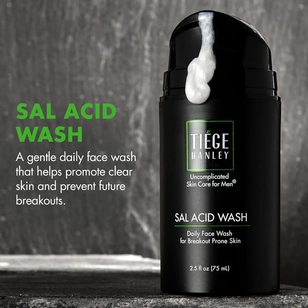 Tiege Hanley Salicylic Acid Cleanser for Men - Gentle & Deep Cleansing Face Wash for Clear Skin - Prevent Breakouts & Helps Control Oil Production, Minimizing Blackheads & Reduce Pore Size