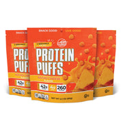 Twin Peaks Protein Puffs - (Garlic Parmesan), Keto Friendly, Low Carb Snack (300g, 21g Protein, 2g Net Carbs, High Protein, Healthy Crunchy Snack)