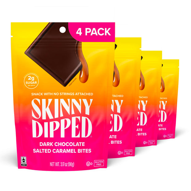 SkinnyDipped Dark Chocolate Peanut Butter Cups, 2g Sugar per Cup, Keto Friendly, Low Carb, Gluten Free, 3.2oz, 4 Pack (24 Cups Total)