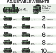 Sportneer Adjustable Ankle Weights 1 Pair 2 4 6 8 10 Lbs Leg Weight Straps for Women Men, Weighted Ankle Weights Set for Gym,Fitness, Workout,Walking, Jogging,1-5 lbs Each Ankle, 1 Pair 2-10 lbs