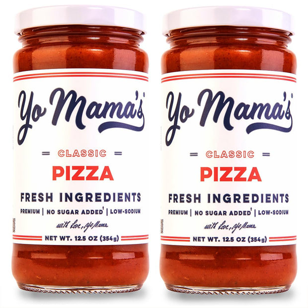 Yo Mama's Foods Keto Classic Pizza Sauce – Pack of (2) - Vegan, No Sugar Added, Low Carb, Low Sodium, Gluten Free, Paleo, and Made with Fresh Non-GMO Tomatoes!