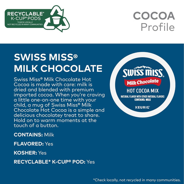 Swiss Miss Milk Chocolate Hot Cocoa, Single-Serve Keurig K-Cup Pods, Hot Chocolate, 44 Count