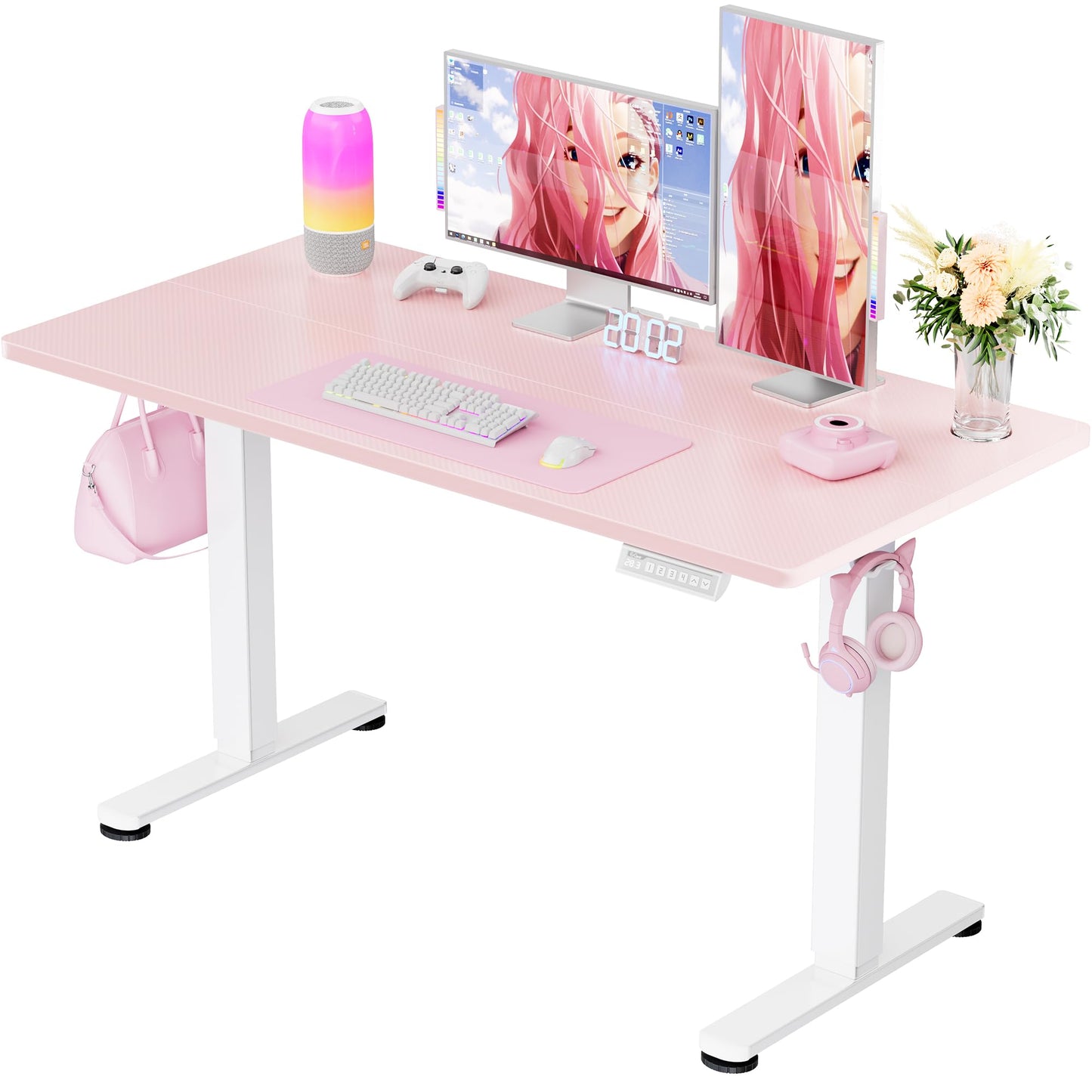ErGear Height Adjustable Electric Standing Desk, 48 x 24 Inches Sit Stand up Desk, Memory Computer Home Office Desk with Two-Piece Desktop (Black)