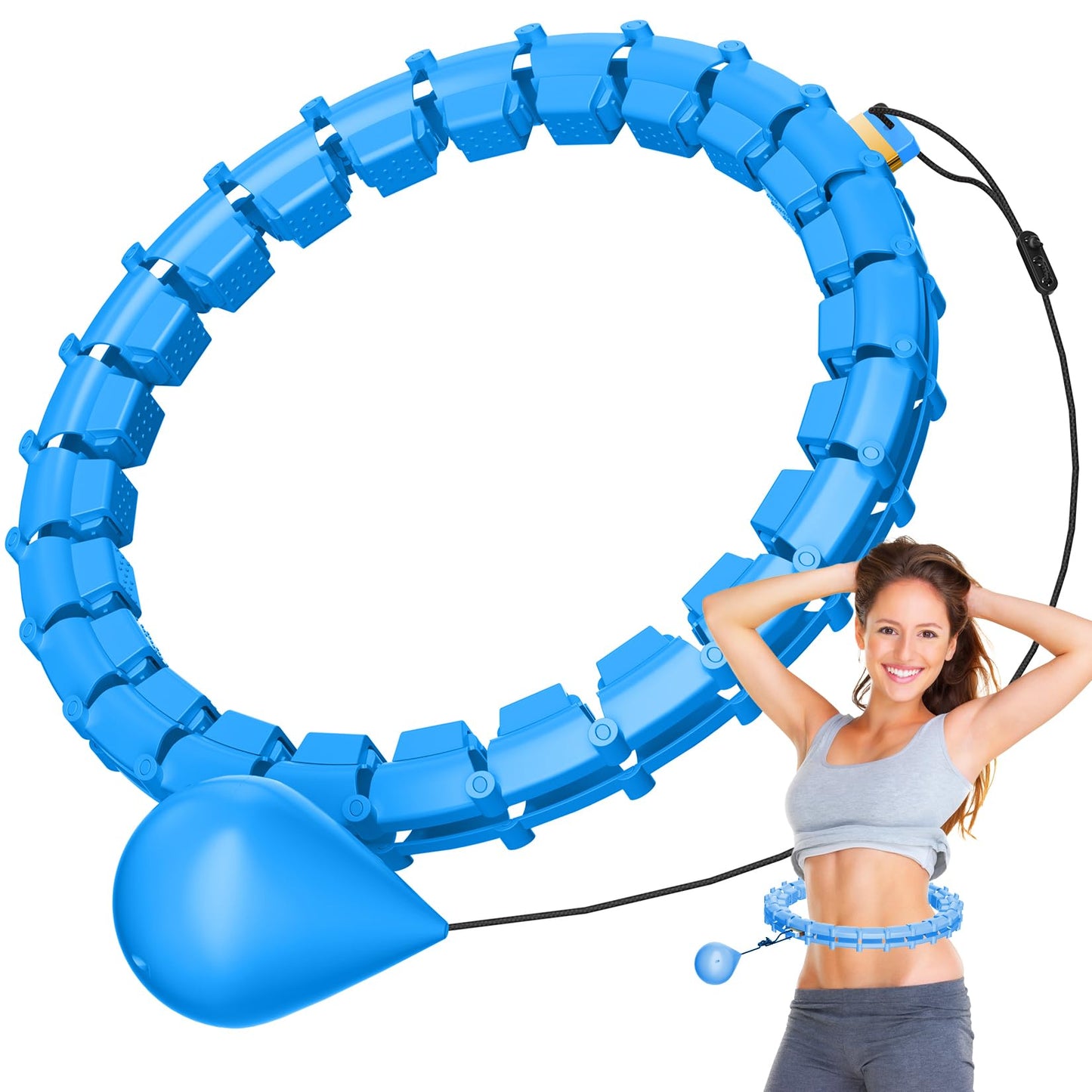 Hula Circle Hoops for Adults Weight Loss, Infinity Fitness Hoop Plus Size 65 Inch, 32 Detachable Links, Exercise Hoop Suitable for Women and Beginners