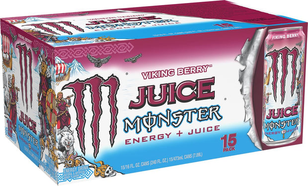 Monster Energy Juice Viking Berry, Energy + Juice, Energy Drink, 16 Ounce (Pack of 15)