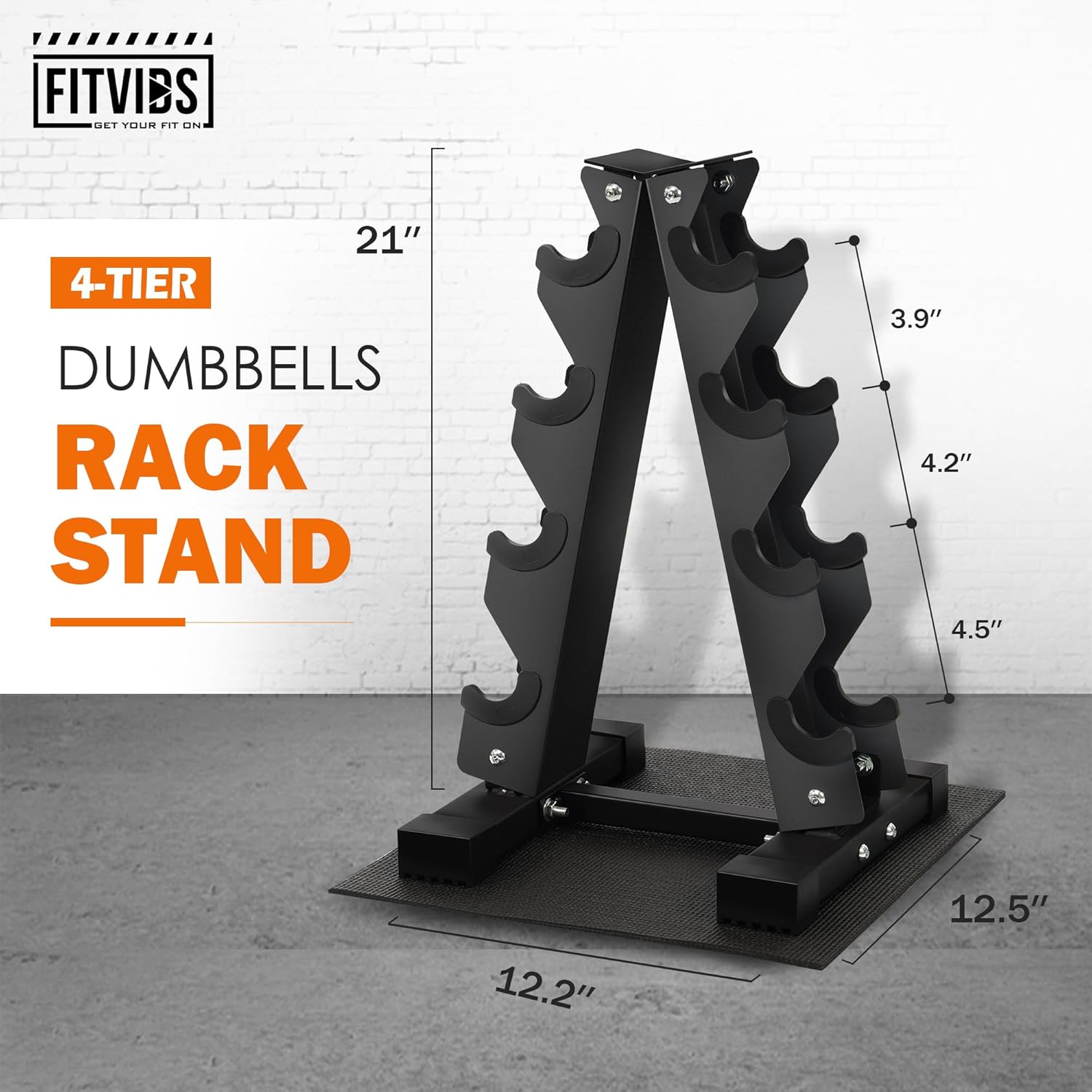 A-Frame Dumbbell Rack Stand Only with Anti-Slip Pads, Compact Weight Storage Rack for Home Gym, 4 Tier or 5 Tier A-Shape Rack Options