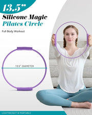 Pilates Ring, 13.5'' Silicone Magic Pilates Ring Fitness Circle, Lightweight & Durable Flexible Resistance Exercise Equipment for Toning Arms, Thighs/Legs, Core, Yoga & Physical Therapy