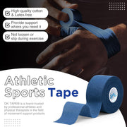OK TAPE 4 Rolls Athletic Tape, Sports Tape for Injuries, Rigid, Easy Tear Medical Tape, Wrist Tape, No Sticky Residue | Secure Ankle, Finger, Knee- 1.5inch x 15yards (Purple)