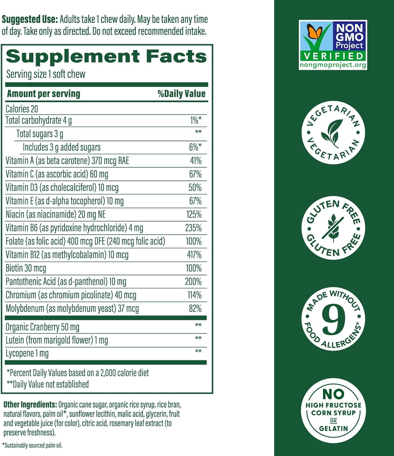MegaFood Women's One Daily Multivitamin Soft Chews - Multivitamin for Women with Folate, Vitamin B6, B12, Biotin, Vitamin D - Delicious Mixed Berry Flavor - Vegetarian, Non-GMO - 30 Chews