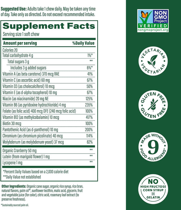MegaFood Women's One Daily Multivitamin Soft Chews - Multivitamin for Women with Folate, Vitamin B6, B12, Biotin, Vitamin D - Delicious Mixed Berry Flavor - Vegetarian, Non-GMO - 30 Chews