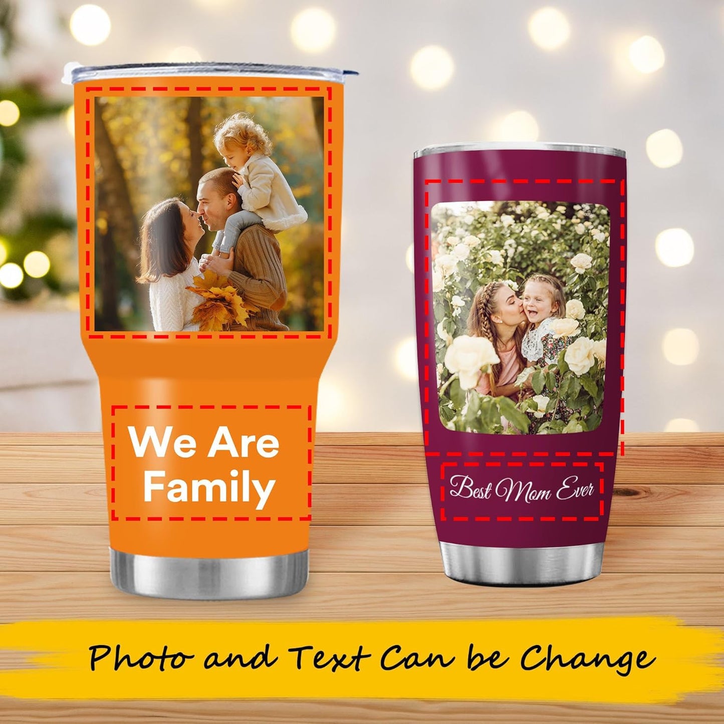 FunStudio Personalized Tumbler with Picture, Name Photo Coffee Tumbler 20oz 30oz Insulated Stainless Steel Custom Mug Cup Gift for Men Women Dad Mom Birthday Fathers Day Mothers Day