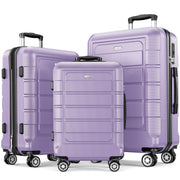 SHOWKOO Luggage Sets Expandable PC+ABS Durable Suitcase Sets Double Wheels TSA Lock Pink 3pcs