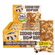 Lenny & Larry's Cookie-fied BIG BAR – Peanut Butter Chocolate Chip Vegan Protein Bars 12x90g – Healthy Snacks, 24g Plant Protein & 10g Prebiotic Fiber – Gluten free Power Bar, Keto Friendly & Vegan