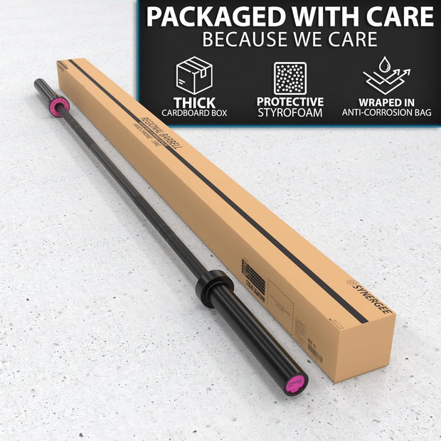 Synergee Regional Olympic 20kg Men’s and 15kg Women’s Hard Chrome & Black Phosphate Barbells. Rated 1500lbs for Weightlifting and Powerlifting.