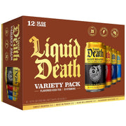 Liquid Death Iced Tea Variety Pack, 12-Pack (12 oz Cans), Low Calorie, Low Caffeine, No Artificial Sweeteners, B12 & B6 Vitamins, 4 Flavors: Dead Billionaire, Rest in Peach, Sweet Reaper, Blueberry Buzzsaw