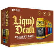Liquid Death Iced Tea Variety 12-Pack (19.2 Oz Cans) (Grim Leafer, rest in Peach, Dead Billionaire, Green Guillotine)