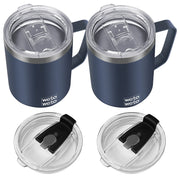 WETOWETO 14 oz Coffee Mug, Vacuum Insulated Camping Mug with Lid, Double Wall Stainless Steel Travel Tumbler Cup, Thermal Coffee Mug, Powder Coated Navy Blue
